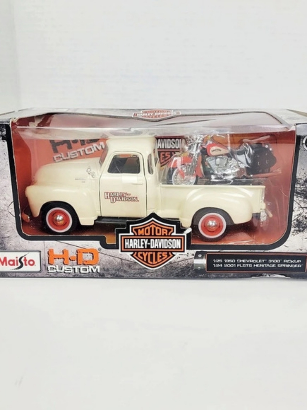 Maisto H-D Harley Davidson Custom 1950 Chevrolet 3100 Pickup 2001 Springer Cycle